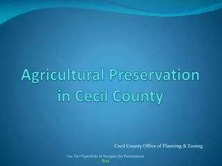 Agricultural Preservation in Cecil County