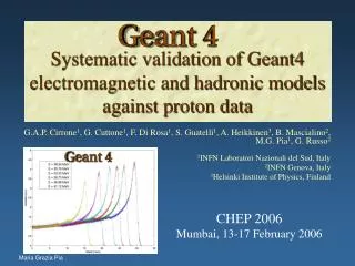 systematic validation of geant4 electromagnetic and hadronic models against proton data