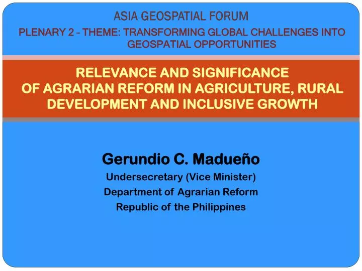 relevance and significance of agrarian reform in agriculture rural development and inclusive growth