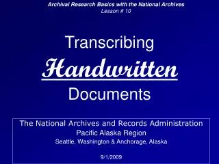 Transcribing Handwritten Documents