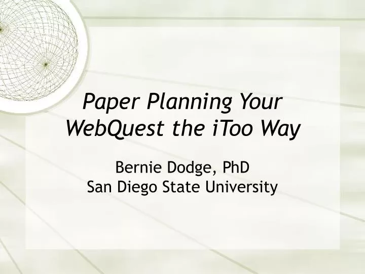 paper planning your webquest the itoo way