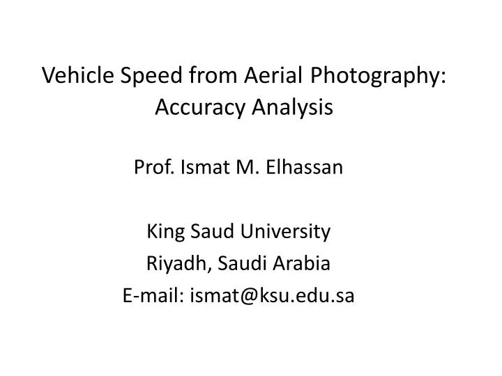 vehicle speed from aerial photography accuracy analysis