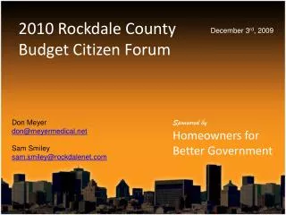 2010 Rockdale County Budget Citizen Forum