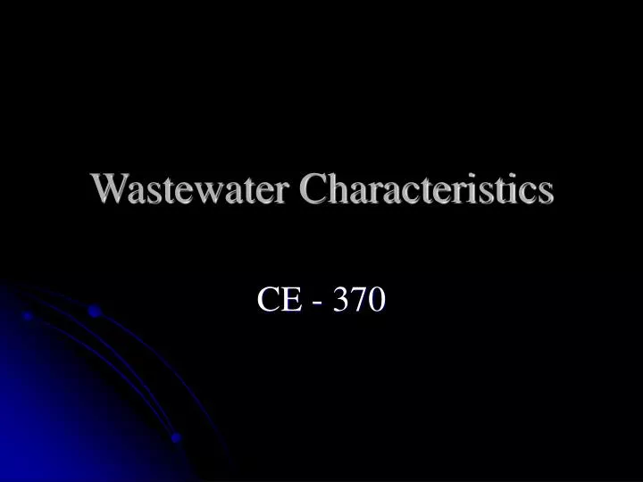 wastewater characteristics