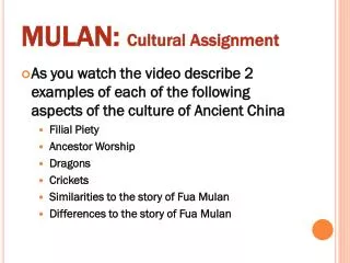 MULAN: Cultural Assignment