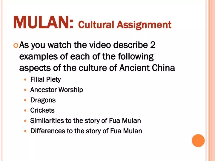 mulan cultural assignment