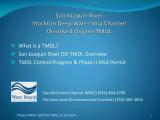 San Joaquin River Stockton Deep Water Ship Channel Dissolved Oxygen TMDL