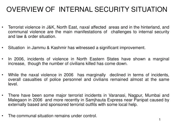 overview of internal security situation