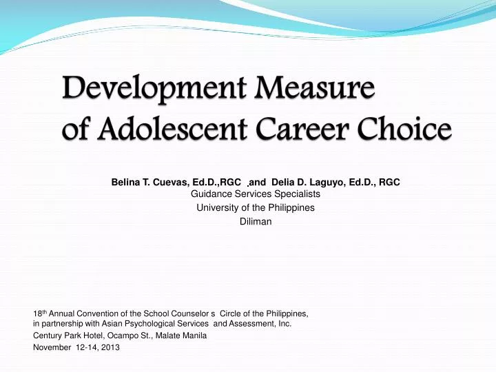 development measure of adolescent career choice