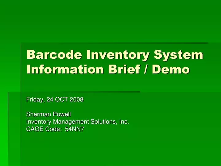 barcode inventory system information brief demo