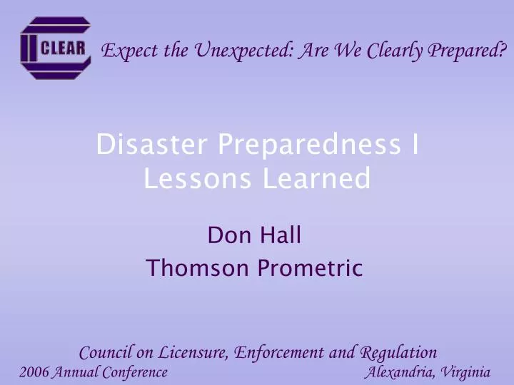 disaster preparedness i lessons learned