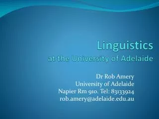 Linguistics at the University of Adelaide