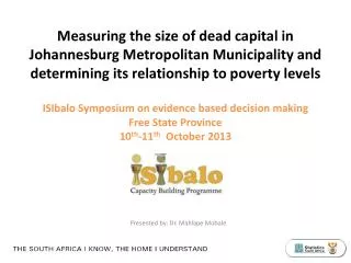 Presented by: Dr. Mahlape Mohale
