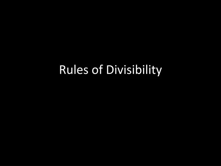 rules of divisibility