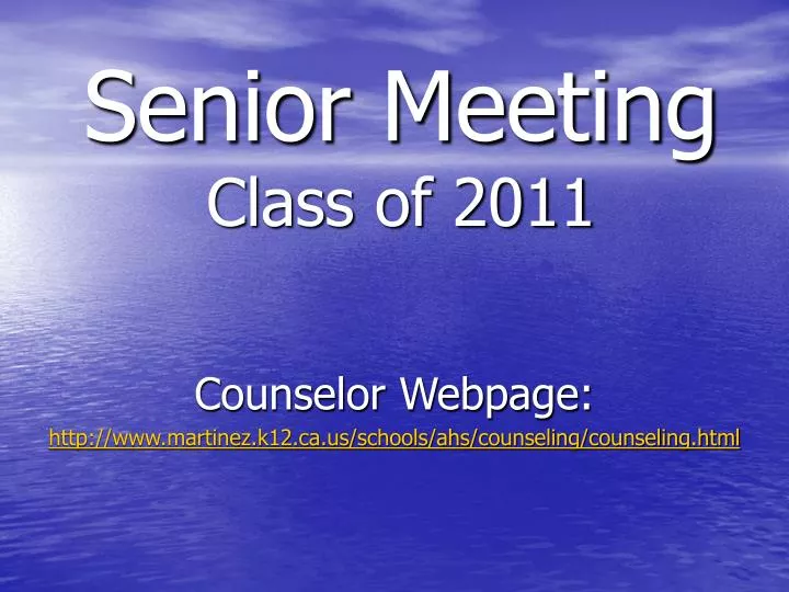 senior meeting class of 2011