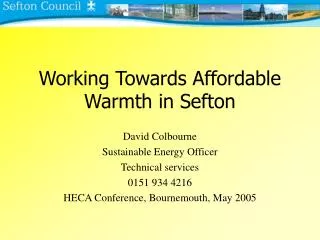 Working Towards Affordable Warmth in Sefton