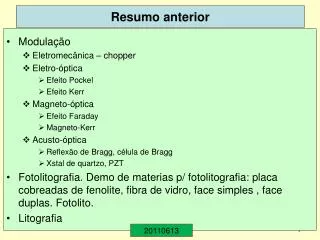 resumo anterior
