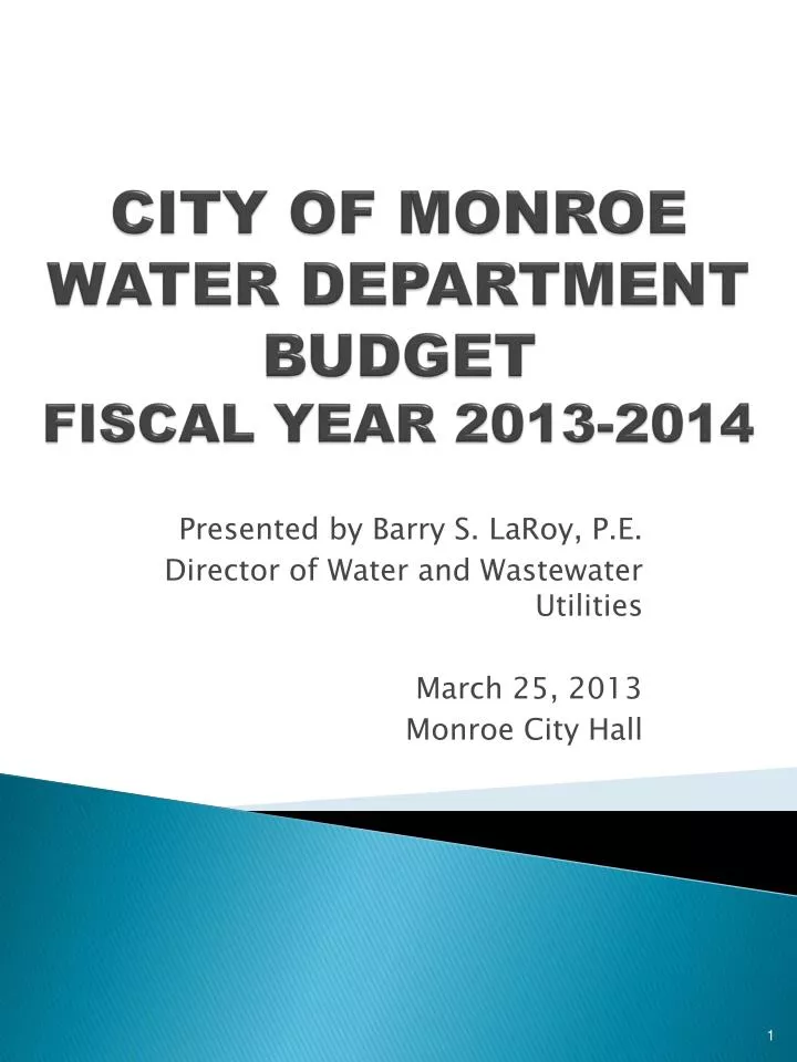 city of monroe water department budget fiscal year 2013 2014