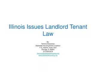 Illinois Issues Landlord Tenant Law
