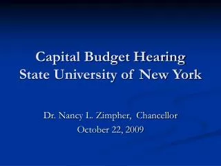 Capital Budget Hearing State University of New York