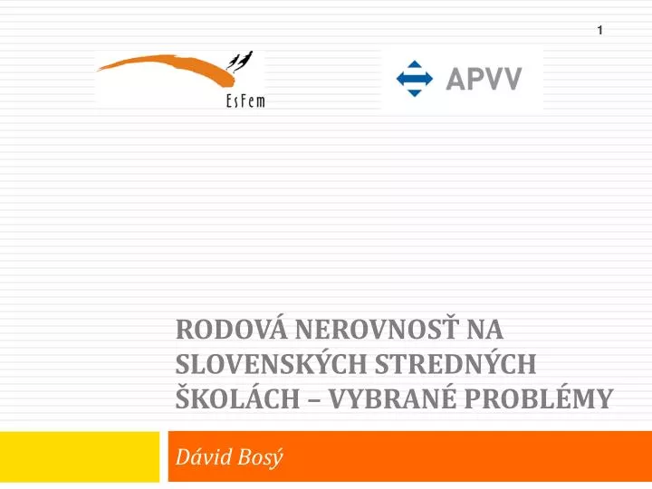 rodov nerovnos na slovensk ch stredn ch kol ch vybran probl my