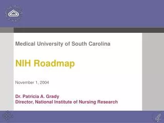Medical University of South Carolina NIH Roadmap November 1, 2004