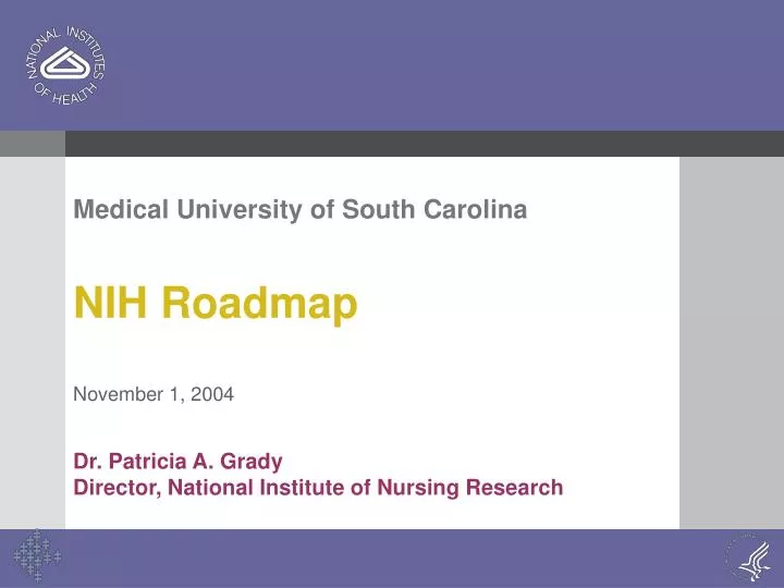 medical university of south carolina nih roadmap november 1 2004