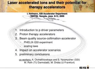 Introduction to p driver parameters Proton therapy accelerators