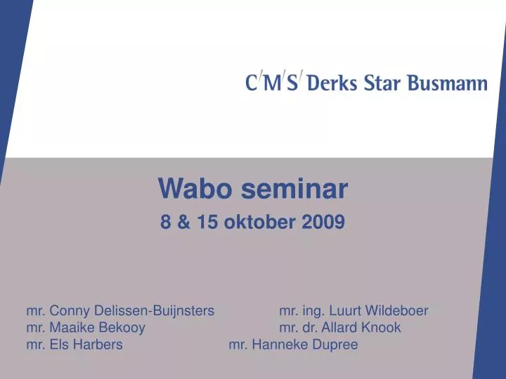 wabo seminar 8 15 oktober 2009