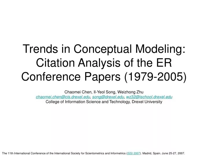 trends in conceptual modeling citation analysis of the er conference papers 1979 2005
