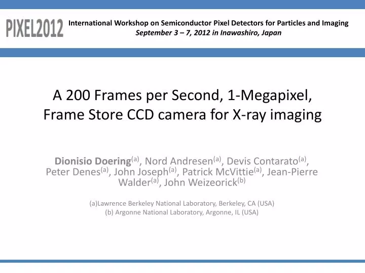 a 200 frames per second 1 megapixel frame store ccd camera for x ray imaging