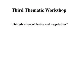 Third Thematic Workshop