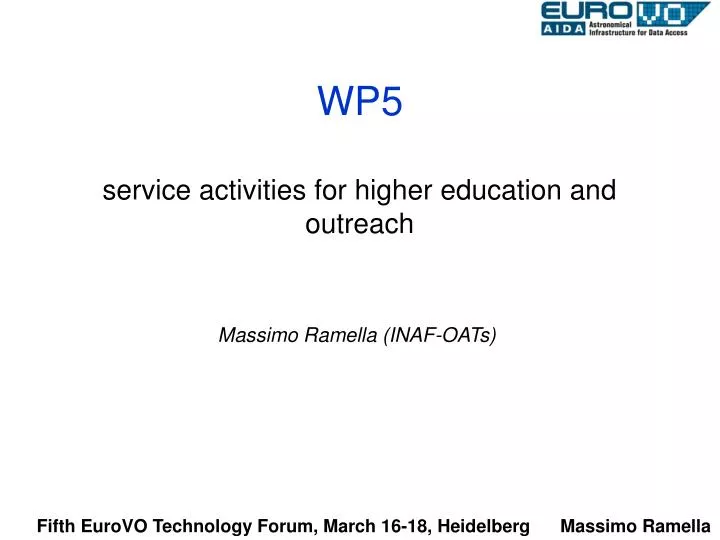 wp5 service activities for higher education and outreach