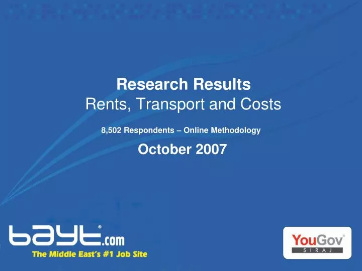 research results rents transport and costs 8 502 respondents online methodology