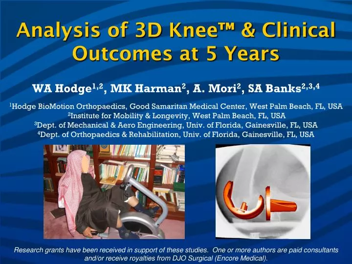 analysis of 3d knee clinical outcomes at 5 years