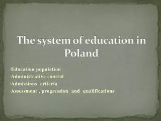 The system of education in Poland