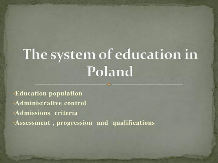 the system of education in poland