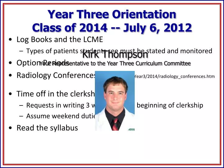 year three orientation class of 2014 july 6 2012