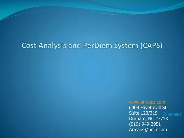 cost analysis and perdiem system caps