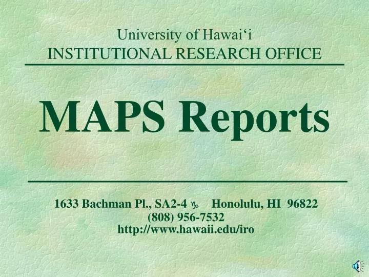 university of hawai i institutional research office