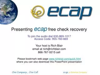 Presenting ecap free check recovery