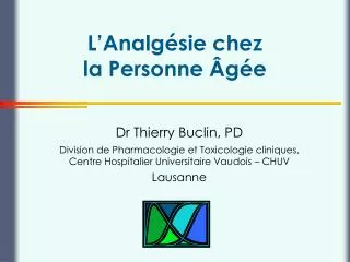 l analg sie chez la personne g e