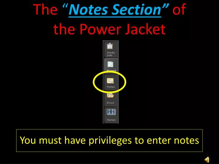 the notes section of the power jacket