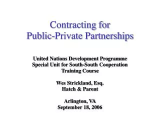 Contracting for Public-Private Partnerships
