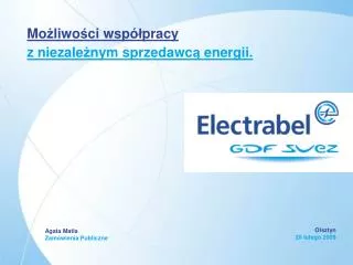 Mo ż liwo ś ci wspó ł pracy z niezale ż nym sprzedawc ą energii.