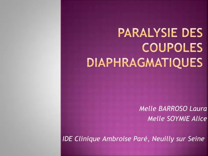 paralysie des coupoles diaphragmatiques