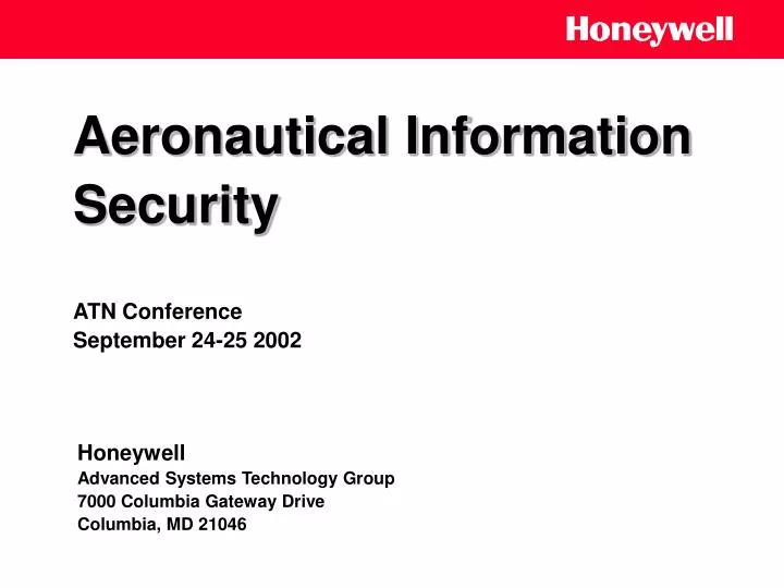 aeronautical information security atn conference september 24 25 2002