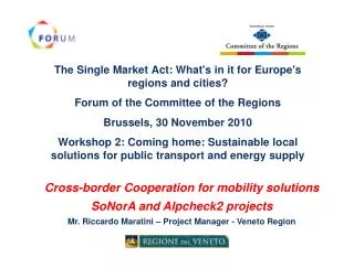 The Single Market Act: What's in it for Europe's regions and cities?