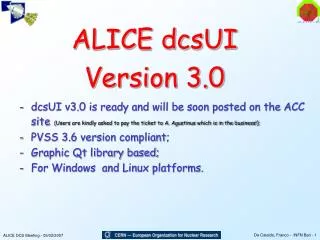 ALICE dcsUI Version 3.0
