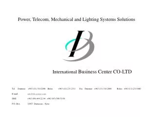 Power, Telecom, Mechanical and Lighting Systems Solutions